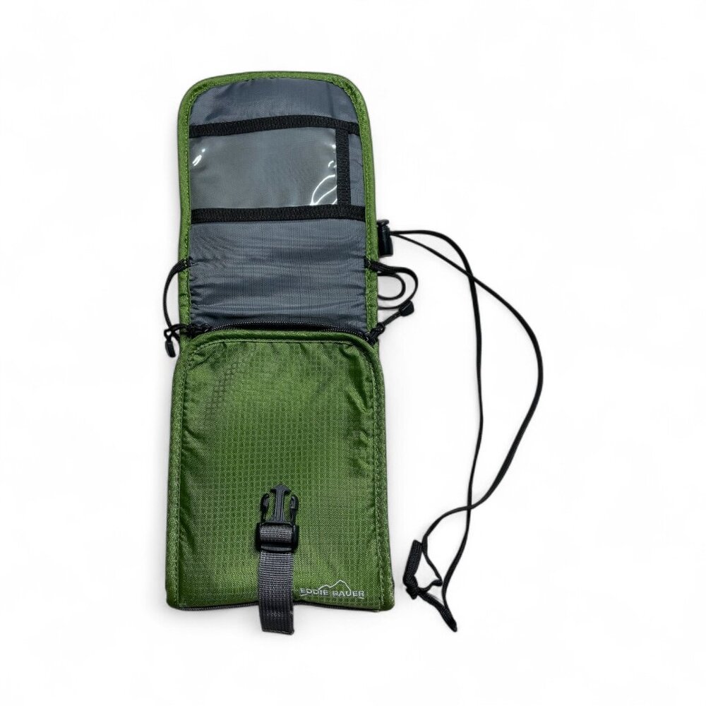 Vintage Eddie Bauer Crossbody Expandable Wallet Bag Green w/ Adjustable Strap - Picture 2 of 7